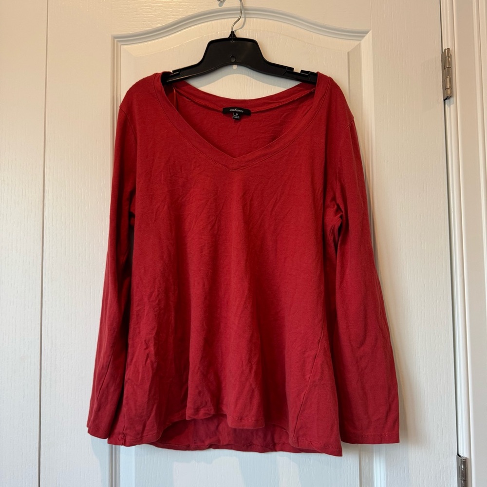 2X Dark Rust V-Neck Long Sleeve